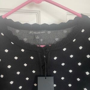 Adrianna Papell Black Cardigan with White Dots